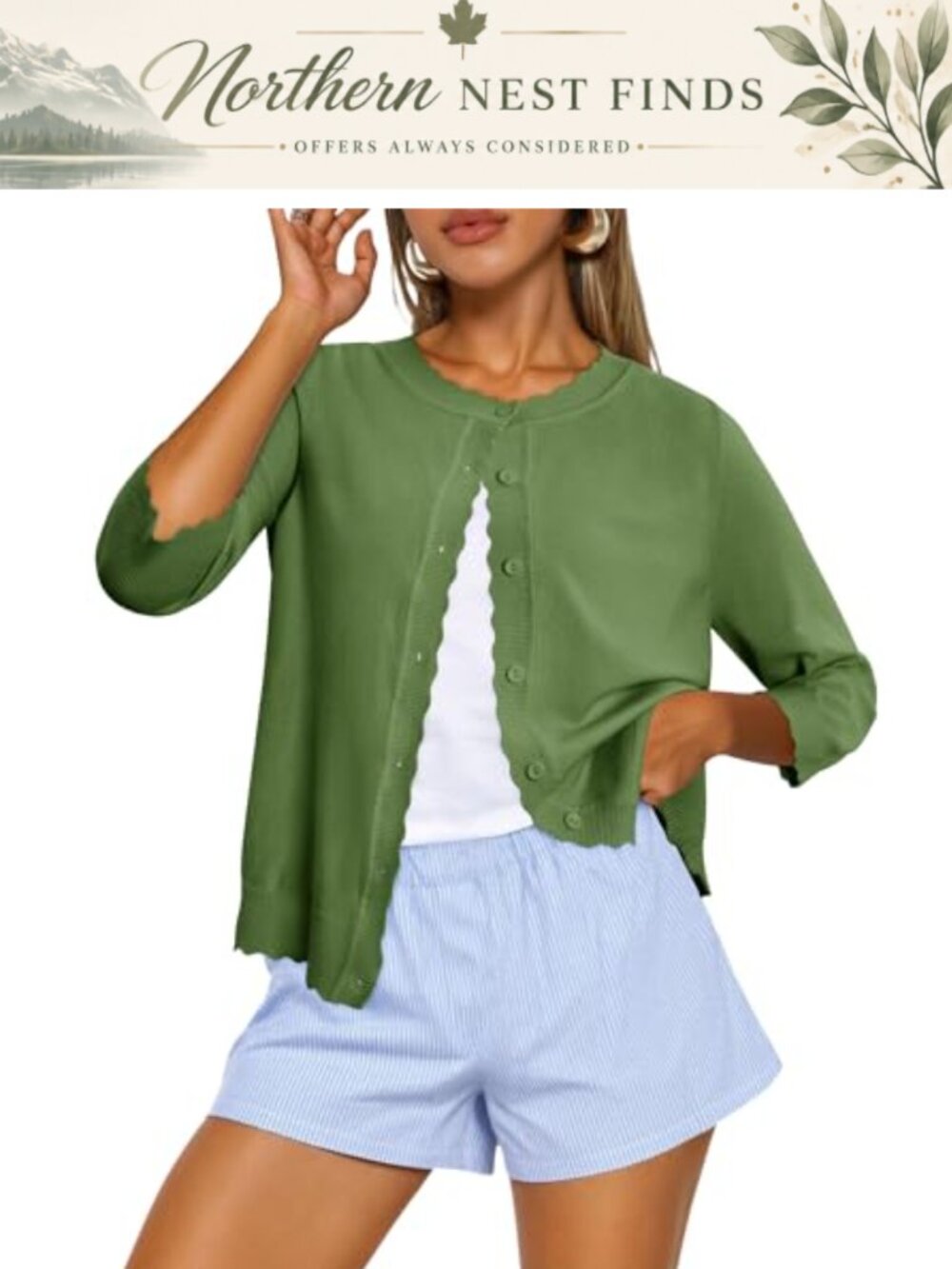 Women's Long Sleeve Button Down Cardigan Knit Shrug Sweater Crew Neck